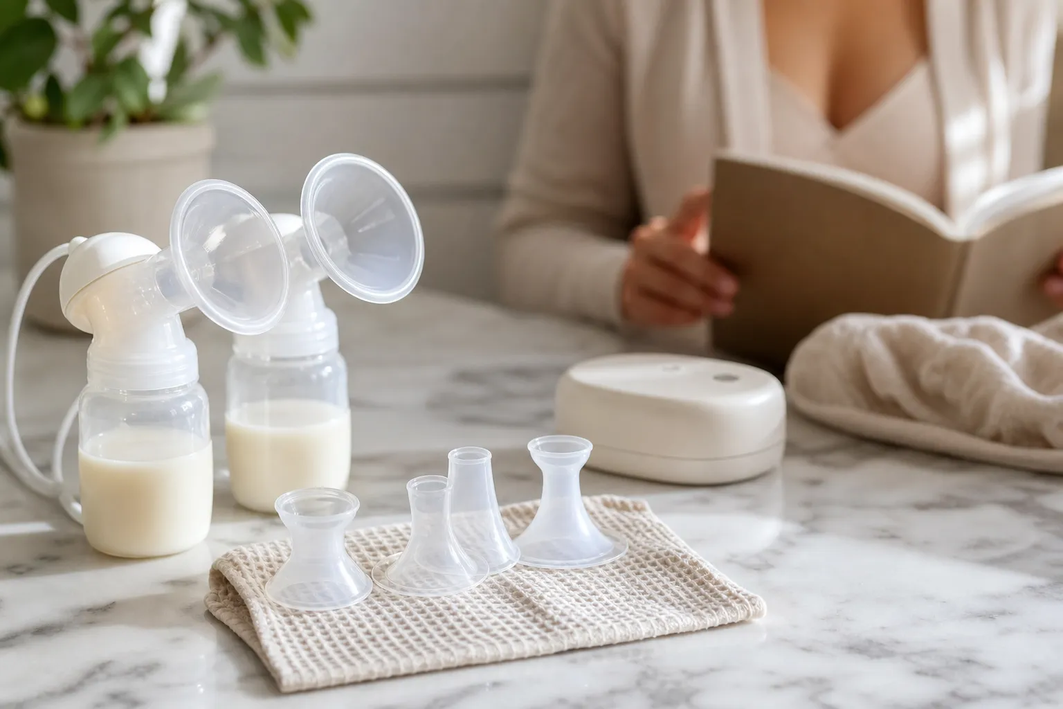 A breast pump flange size guide for comfort and output