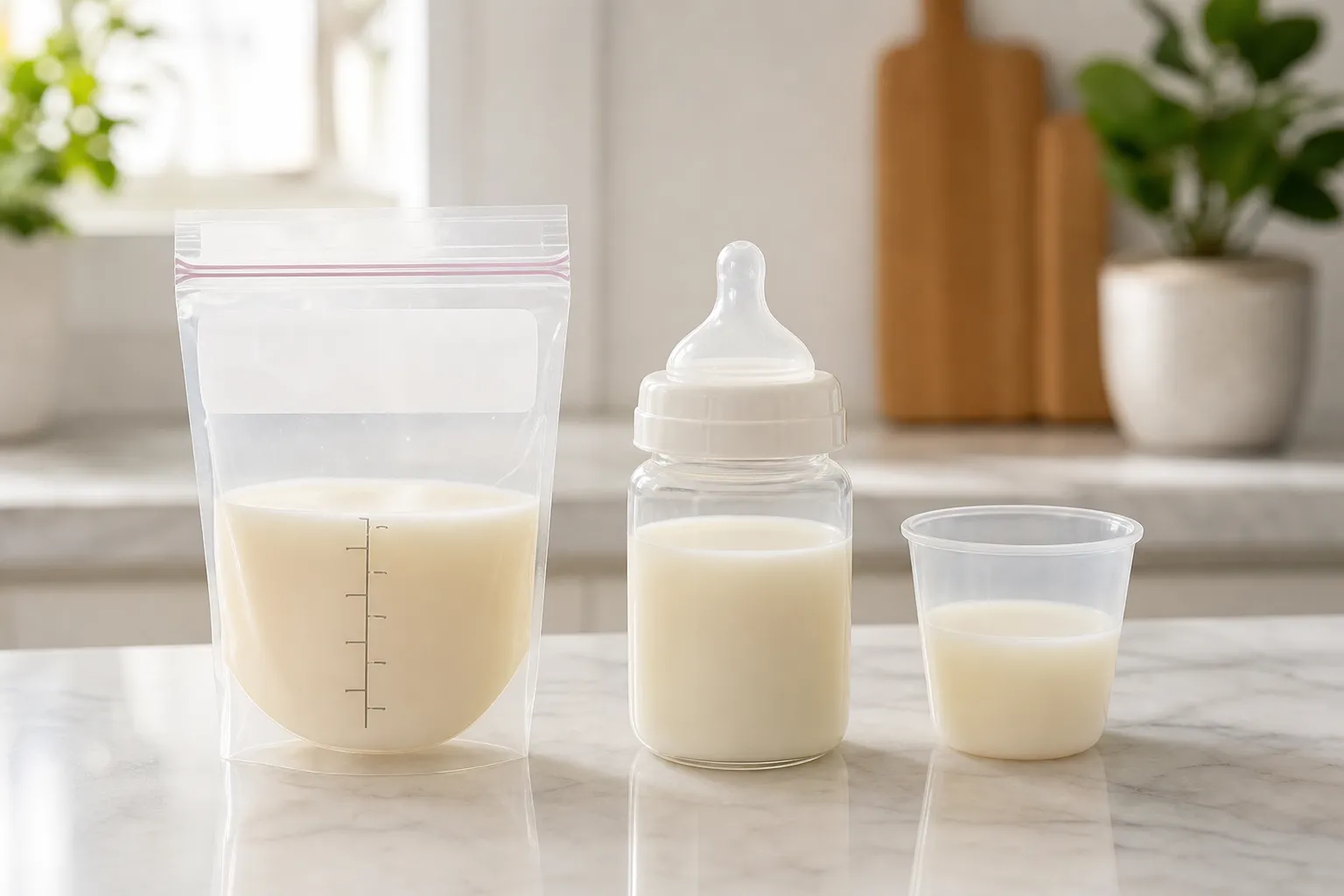 Breastfeeding storage bags vs bottles vs cups for freezer and fridge use