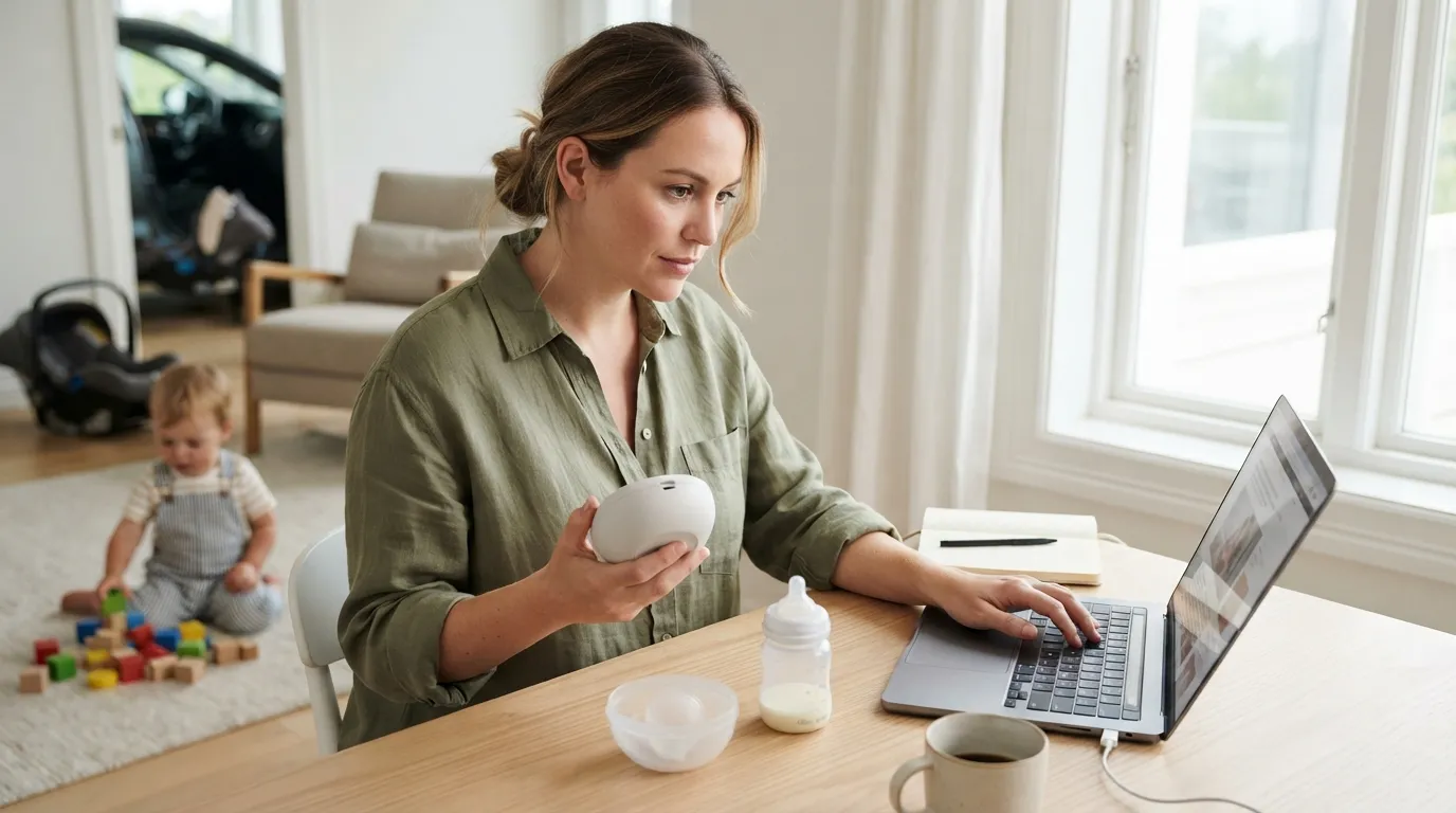 An Olivia breast pump review for desk, car, and toddler days